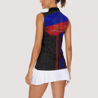 Haiti Flag Day African Seamless Pattern Women Sleeveless Polo Shirt - Wonder Print Shop