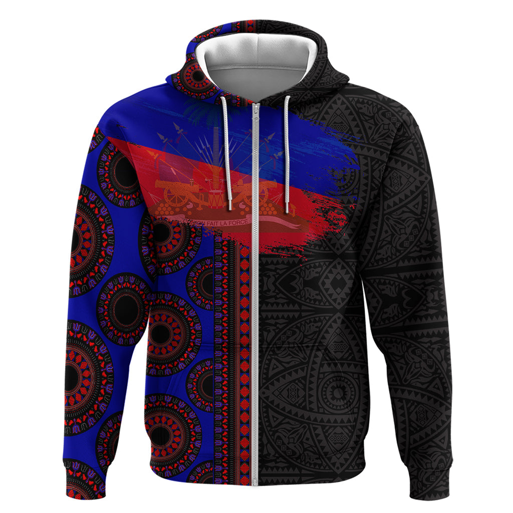 Haiti Flag Day African Seamless Pattern Zip Hoodie - Wonder Print Shop