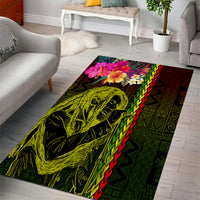 Hawaiian Reggae Music Area Rug Jamaica Singer Tribal Polynesian and Hibiscus - Wonder Print Shop