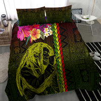 Hawaiian Reggae Music Bedding Set Jamaica Singer Tribal Polynesian and Hibiscus - Wonder Print Shop