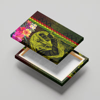 Hawaiian Reggae Music Canvas Wall Art Jamaica Singer Tribal Polynesian and Hibiscus - Wonder Print Shop