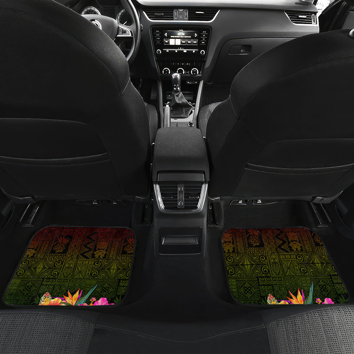 Hawaiian Reggae Music Car Mats Jamaica Singer Tribal Polynesian and Hibiscus - Wonder Print Shop