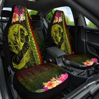 Hawaiian Reggae Music Car Seat Cover Jamaica Singer Tribal Polynesian and Hibiscus - Wonder Print Shop