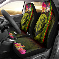 Hawaiian Reggae Music Car Seat Cover Jamaica Singer Tribal Polynesian and Hibiscus - Wonder Print Shop