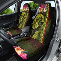 Hawaiian Reggae Music Car Seat Cover Jamaica Singer Tribal Polynesian and Hibiscus - Wonder Print Shop