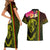 Hawaiian Reggae Music Couples Matching Short Sleeve Bodycon Dress and Hawaiian Shirt Jamaica Singer Tribal Polynesian and Hibiscus - Wonder Print Shop