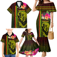 Hawaiian Reggae Music Family Matching Mermaid Dress and Hawaiian Shirt Jamaica Singer Tribal Polynesian and Hibiscus - Wonder Print Shop