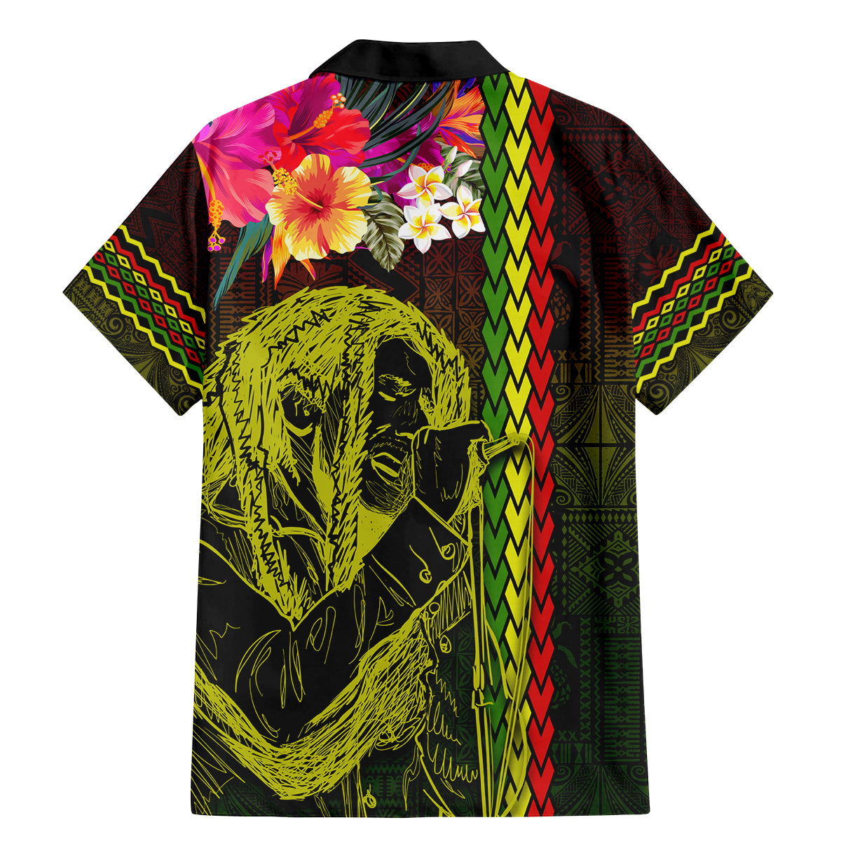 Hawaiian Reggae Music Family Matching Mermaid Dress and Hawaiian Shirt Jamaica Singer Tribal Polynesian and Hibiscus - Wonder Print Shop