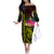 Hawaiian Reggae Music Family Matching Off The Shoulder Long Sleeve Dress and Hawaiian Shirt Jamaica Singer Tribal Polynesian and Hibiscus - Wonder Print Shop