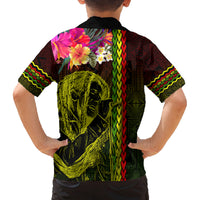 Hawaiian Reggae Music Family Matching Off Shoulder Short Dress and Hawaiian Shirt Jamaica Singer Tribal Polynesian and Hibiscus - Wonder Print Shop