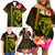 Hawaiian Reggae Music Family Matching Off Shoulder Short Dress and Hawaiian Shirt Jamaica Singer Tribal Polynesian and Hibiscus - Wonder Print Shop