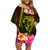 Hawaiian Reggae Music Family Matching Off Shoulder Short Dress and Hawaiian Shirt Jamaica Singer Tribal Polynesian and Hibiscus - Wonder Print Shop