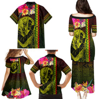 Hawaiian Reggae Music Family Matching Puletasi and Hawaiian Shirt Jamaica Singer Tribal Polynesian and Hibiscus - Wonder Print Shop