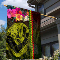 Hawaiian Reggae Music Garden Flag Jamaica Singer Tribal Polynesian and Hibiscus - Wonder Print Shop