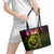 Hawaiian Reggae Music Leather Tote Bag Jamaica Singer Tribal Polynesian and Hibiscus - Wonder Print Shop