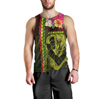 Hawaiian Reggae Music Men Tank Top Jamaica Singer Tribal Polynesian and Hibiscus - Wonder Print Shop