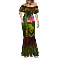 Hawaiian Reggae Music Mermaid Dress Jamaica Singer Tribal Polynesian and Hibiscus - Wonder Print Shop