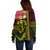 Hawaiian Reggae Music Off Shoulder Sweater Jamaica Singer Tribal Polynesian and Hibiscus - Wonder Print Shop