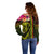 Hawaiian Reggae Music Off Shoulder Sweater Jamaica Singer Tribal Polynesian and Hibiscus