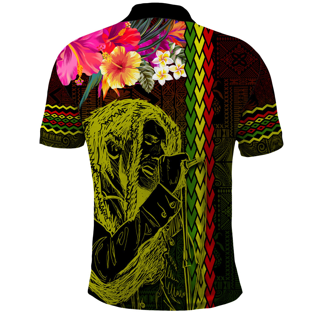 Hawaiian Reggae Music Polo Shirt Jamaica Singer Tribal Polynesian and Hibiscus - Wonder Print Shop