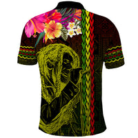 Hawaiian Reggae Music Polo Shirt Jamaica Singer Tribal Polynesian and Hibiscus - Wonder Print Shop