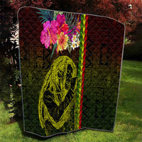 Hawaiian Reggae Music Quilt Jamaica Singer Tribal Polynesian and Hibiscus - Wonder Print Shop