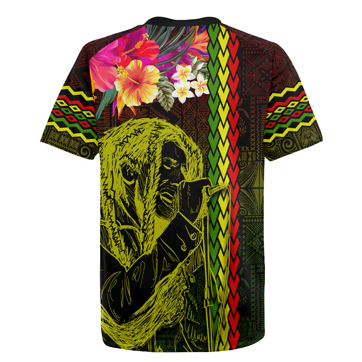 Hawaiian Reggae Music Rugby Jersey Jamaica Singer Tribal Polynesian and Hibiscus - Wonder Print Shop