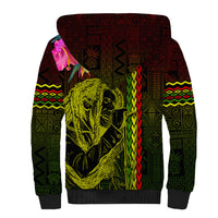 Hawaiian Reggae Music Sherpa Hoodie Jamaica Singer Tribal Polynesian and Hibiscus - Wonder Print Shop