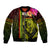 Hawaiian Reggae Music Sleeve Zip Bomber Jacket Jamaica Singer Tribal Polynesian and Hibiscus - Wonder Print Shop