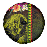 Hawaiian Reggae Music Spare Tire Cover Jamaica Singer Tribal Polynesian and Hibiscus - Wonder Print Shop