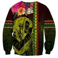 Hawaiian Reggae Music Sweatshirt Jamaica Singer Tribal Polynesian and Hibiscus - Wonder Print Shop