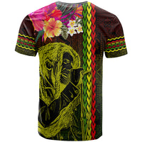 Hawaiian Reggae Music T Shirt Jamaica Singer Tribal Polynesian and Hibiscus - Wonder Print Shop