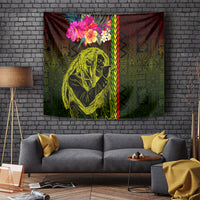Hawaiian Reggae Music Tapestry Jamaica Singer Tribal Polynesian and Hibiscus - Wonder Print Shop