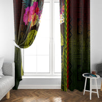 Hawaiian Reggae Music Window Curtain Jamaica Singer Tribal Polynesian and Hibiscus - Wonder Print Shop