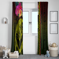 Hawaiian Reggae Music Window Curtain Jamaica Singer Tribal Polynesian and Hibiscus - Wonder Print Shop