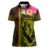 Hawaiian Reggae Music Women Polo Shirt Jamaica Singer Tribal Polynesian and Hibiscus - Wonder Print Shop