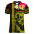 Hawaiian Reggae Music Women V-Neck T-Shirt Jamaica Singer Tribal Polynesian and Hibiscus - Wonder Print Shop