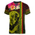 Hawaiian Reggae Music Women V-Neck T-Shirt Jamaica Singer Tribal Polynesian and Hibiscus - Wonder Print Shop