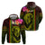 Hawaiian Reggae Music Zip Hoodie Jamaica Singer Tribal Polynesian and Hibiscus