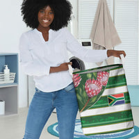 South Africa Football Laundry Basket King Protea with African Heritage Stripes Style