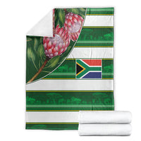 South Africa Football Blanket King Protea with African Heritage Stripes Style