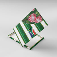 South Africa Football Canvas Wall Art King Protea with African Heritage Stripes Style