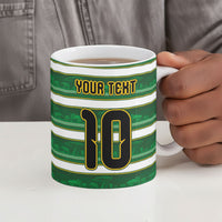 Custom South Africa Football Ceramic Mug King Protea with African Heritage Stripes Style