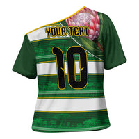 Custom South Africa Football Cross Shoulder Shirt King Protea with African Heritage Stripes Style