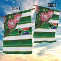 South Africa Football Garden Flag King Protea with African Heritage Stripes Style