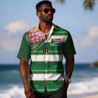 Custom South Africa Football Hawaiian Shirt King Protea with African Heritage Stripes Style LT03