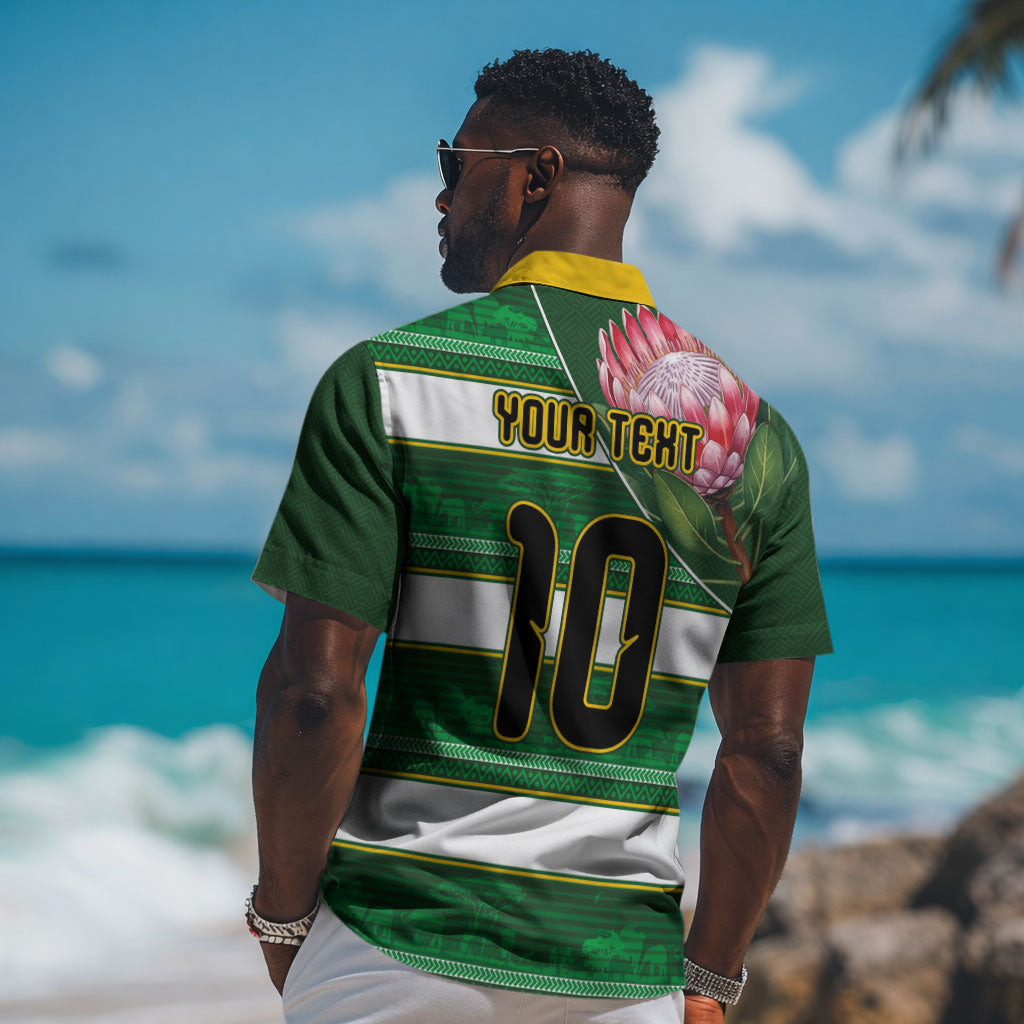 Custom South Africa Football Hawaiian Shirt King Protea with African Heritage Stripes Style LT03