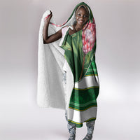 South Africa Football Hooded Blanket King Protea with African Heritage Stripes Style