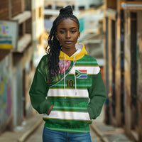 Custom South Africa Football Hoodie King Protea with African Heritage Stripes Style