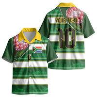 Custom South Africa Football Kid Hawaiian Shirt King Protea with African Heritage Stripes Style LT03